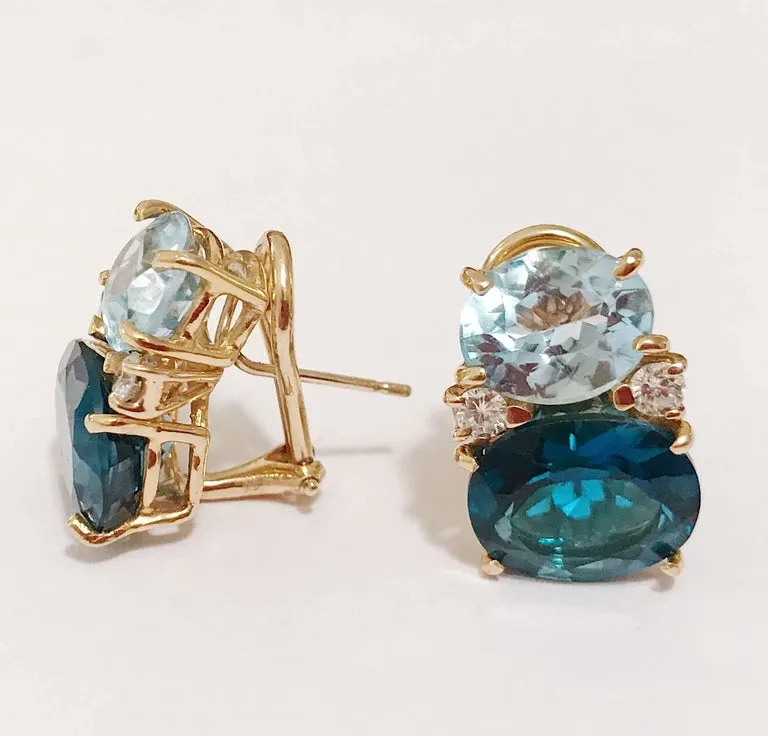 Medium GUM DROP™ Earrings with Peridot and Blue Topaz and Diamonds