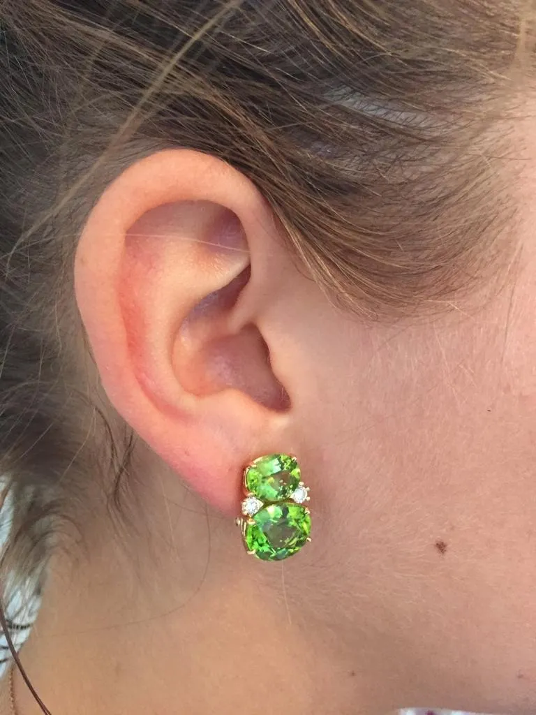 Medium GUM DROP™ Earrings with Peridot and Blue Topaz and Diamonds
