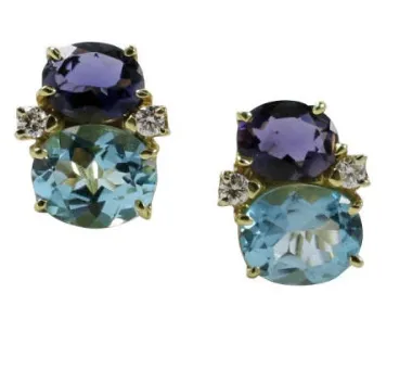 Medium GUM DROP™ Earrings with Peridot and Blue Topaz and Diamonds