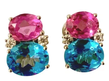 Medium GUM DROP™ Earrings with Peridot and Blue Topaz and Diamonds