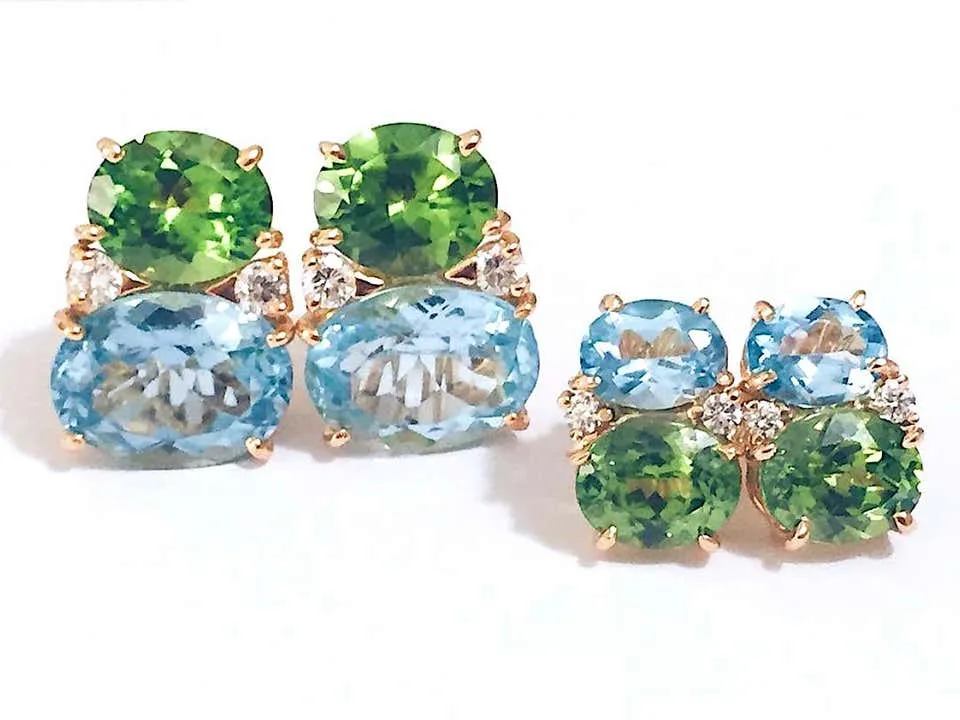 Medium GUM DROP™ Earrings with Peridot and Blue Topaz and Diamonds