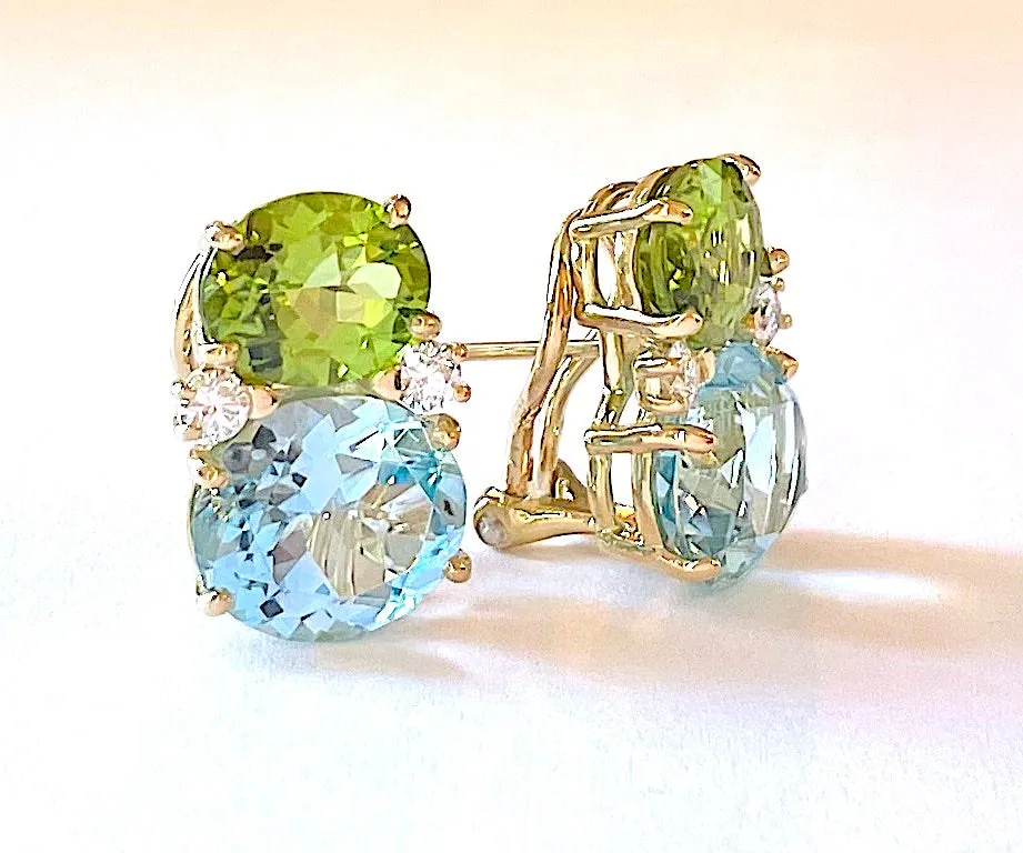 Medium GUM DROP™ Earrings with Peridot and Blue Topaz and Diamonds