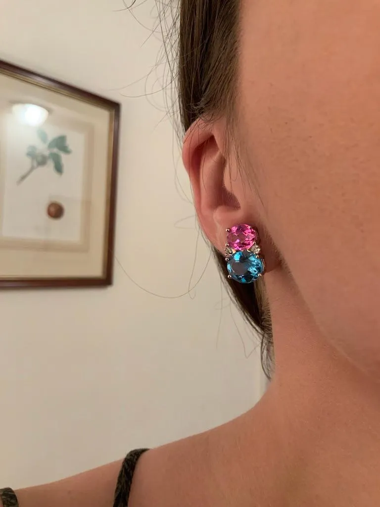Medium GUM DROP™ Earrings with Peridot and Blue Topaz and Diamonds