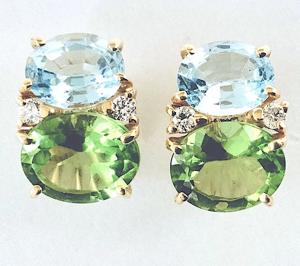 Medium GUM DROP™ Earrings with Peridot and Blue Topaz and Diamonds