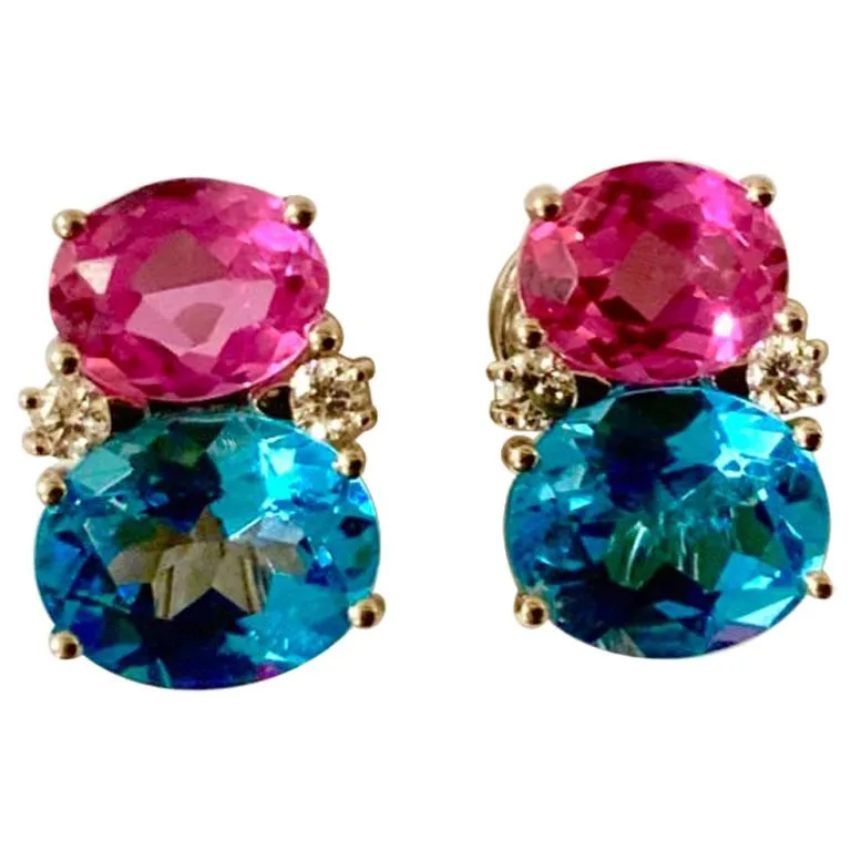 Medium GUM DROP™ Earrings with Peridot and Blue Topaz and Diamonds