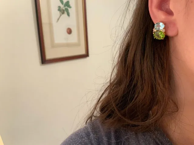 Medium GUM DROP™ Earrings with Peridot and Blue Topaz and Diamonds