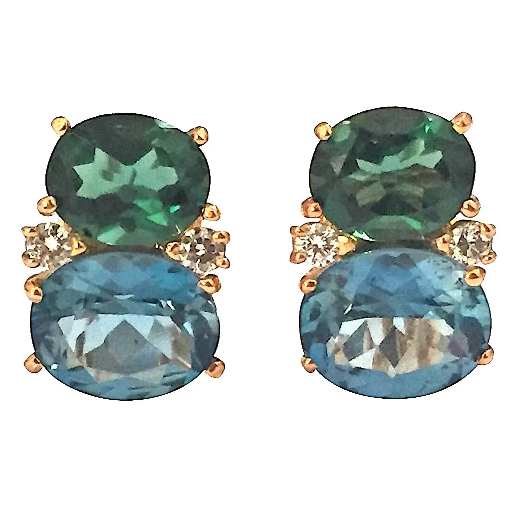 Medium GUM DROP™ Earrings with Peridot and Blue Topaz and Diamonds