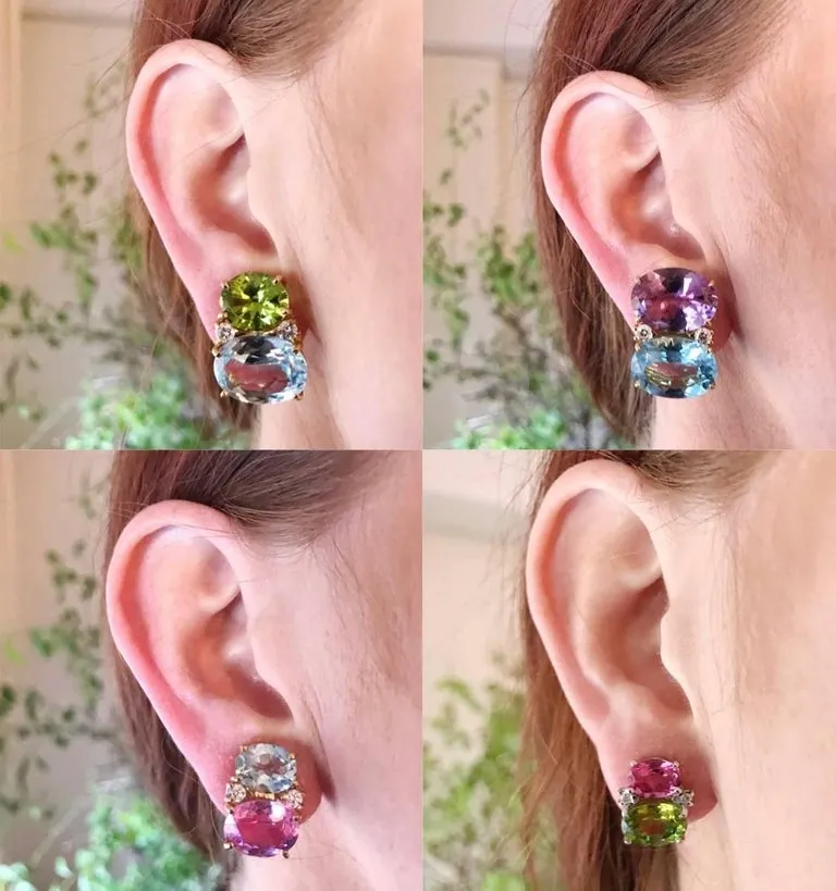 Medium GUM DROP™ Earrings with Peridot and Blue Topaz and Diamonds