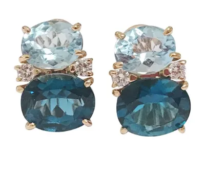 Medium GUM DROP™ Earrings with Peridot and Blue Topaz and Diamonds