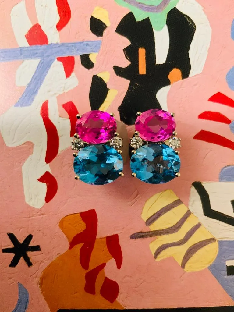 Medium GUM DROP™ Earrings with Peridot and Blue Topaz and Diamonds