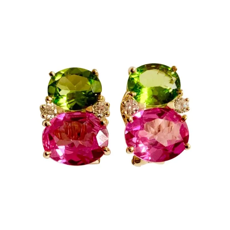 Medium GUM DROP™ Earrings with Peridot and Blue Topaz and Diamonds