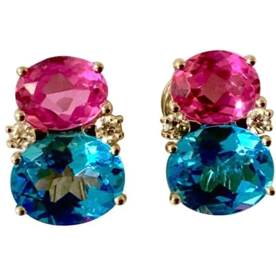 Medium GUM DROP™ Earrings with Peridot and Iolite and Diamonds