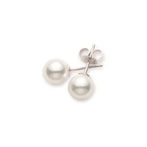 Mikimoto 18K White Gold Cultured Akoya Pearl Stud Earrings