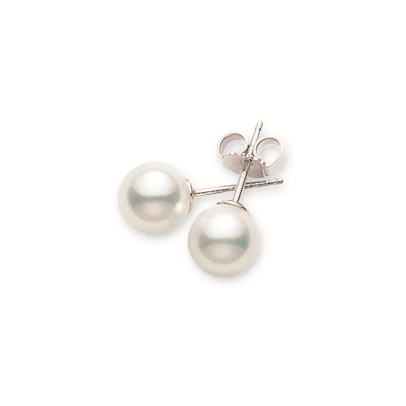 Mikimoto 18K White Gold Cultured Akoya Pearl Stud Earrings