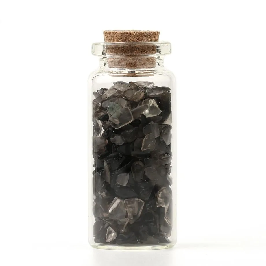 Mini Glass Wishing Bottles Natural Chip Stones Healing Crystal Decoration Lucky Drifting Bottle