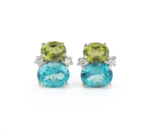 Mini GUM DROP™ Earrings with Peridot and Blue Topaz and Diamonds