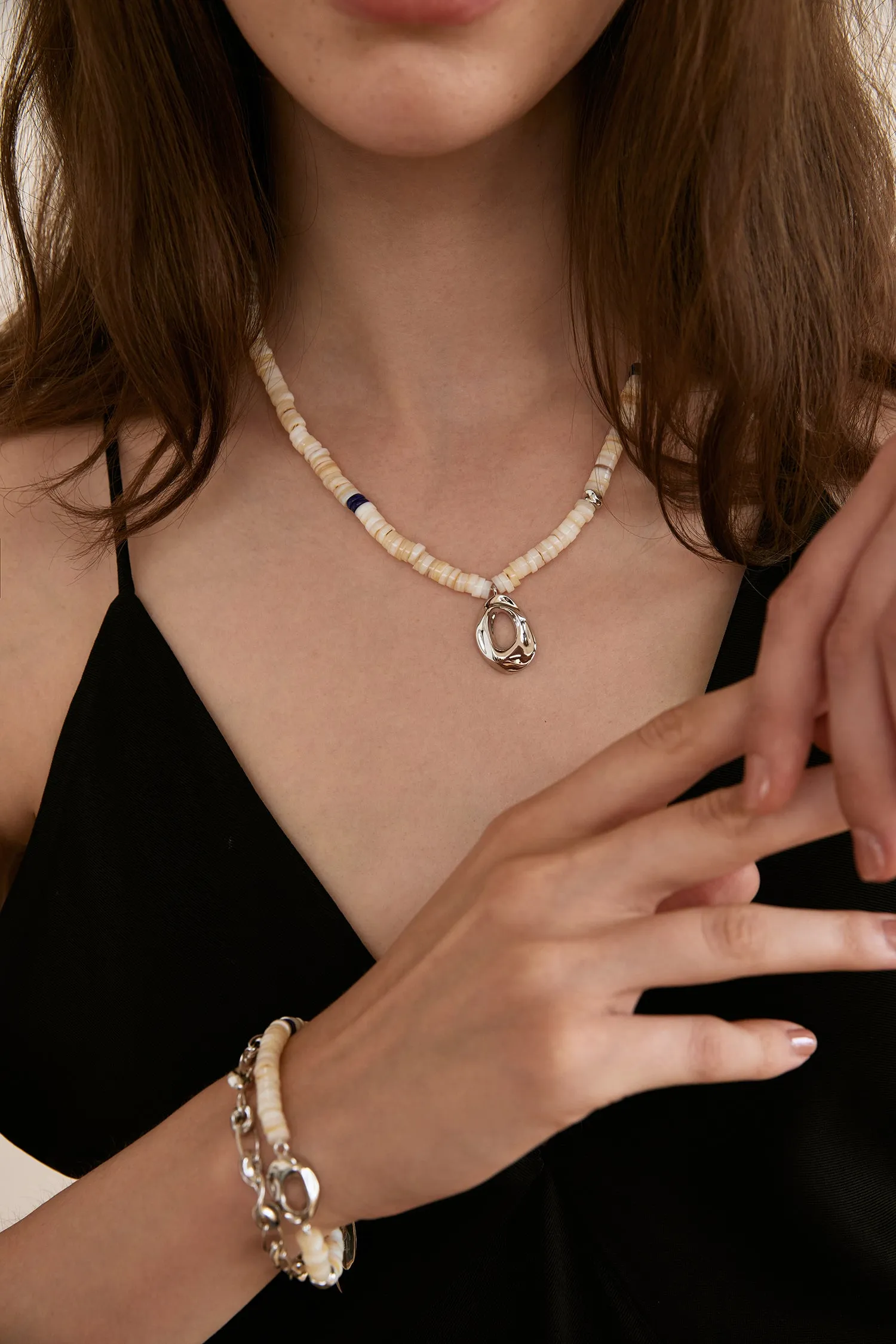 Mother of Pearl Shell Cave Necklace