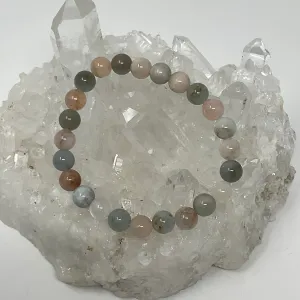 Multi-Color Aquamarine 8MM 2-Piece Round Bracelet Set
