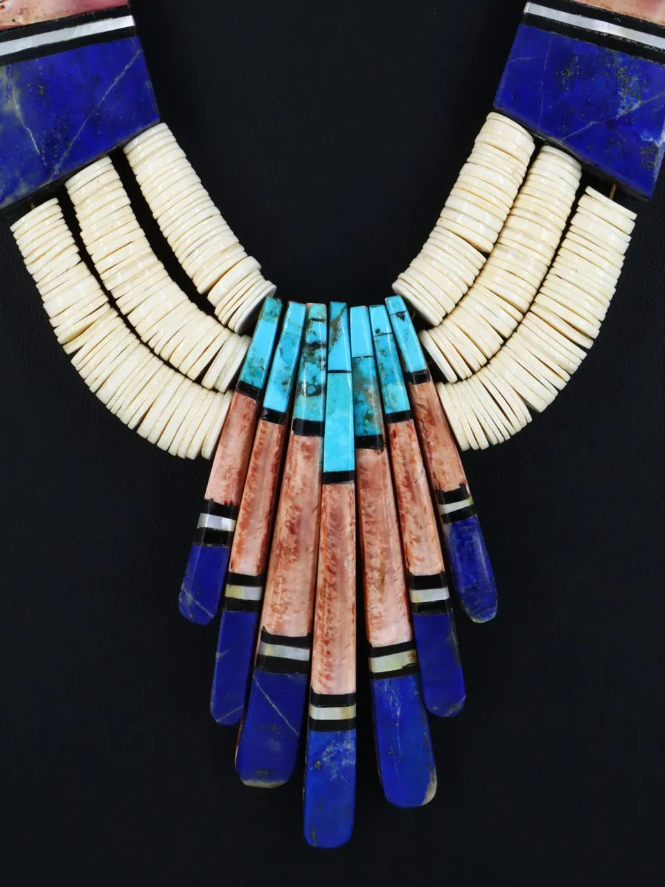 Native American Santo Domingo White Shell Mosaic Necklace Set