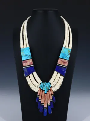 Native American Santo Domingo White Shell Mosaic Necklace Set