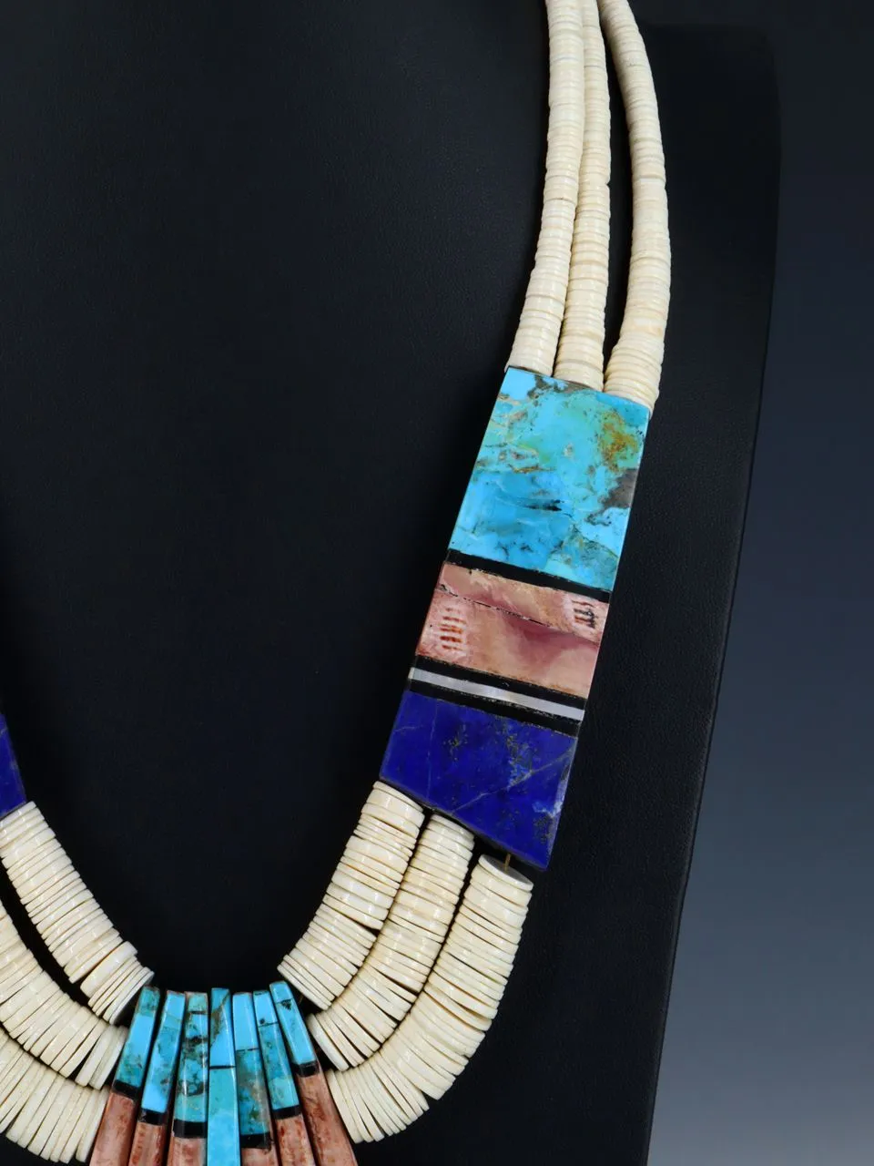 Native American Santo Domingo White Shell Mosaic Necklace Set