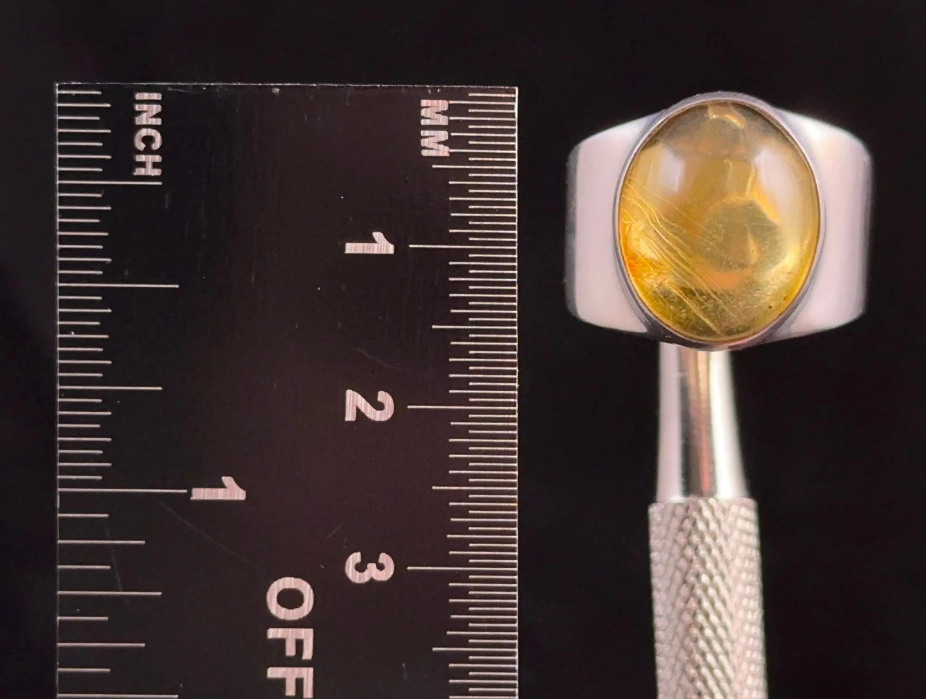 Natural AMBER Ring - SIZE 6.75- Genuine Sterling Silver Ring with a Polished AMBER Center Stone, 53770
