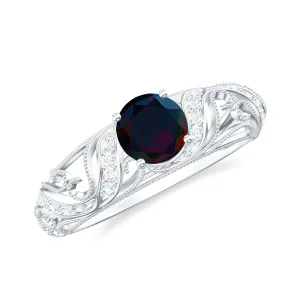 Natural Black Opal Vintage Inspired Engagement Ring