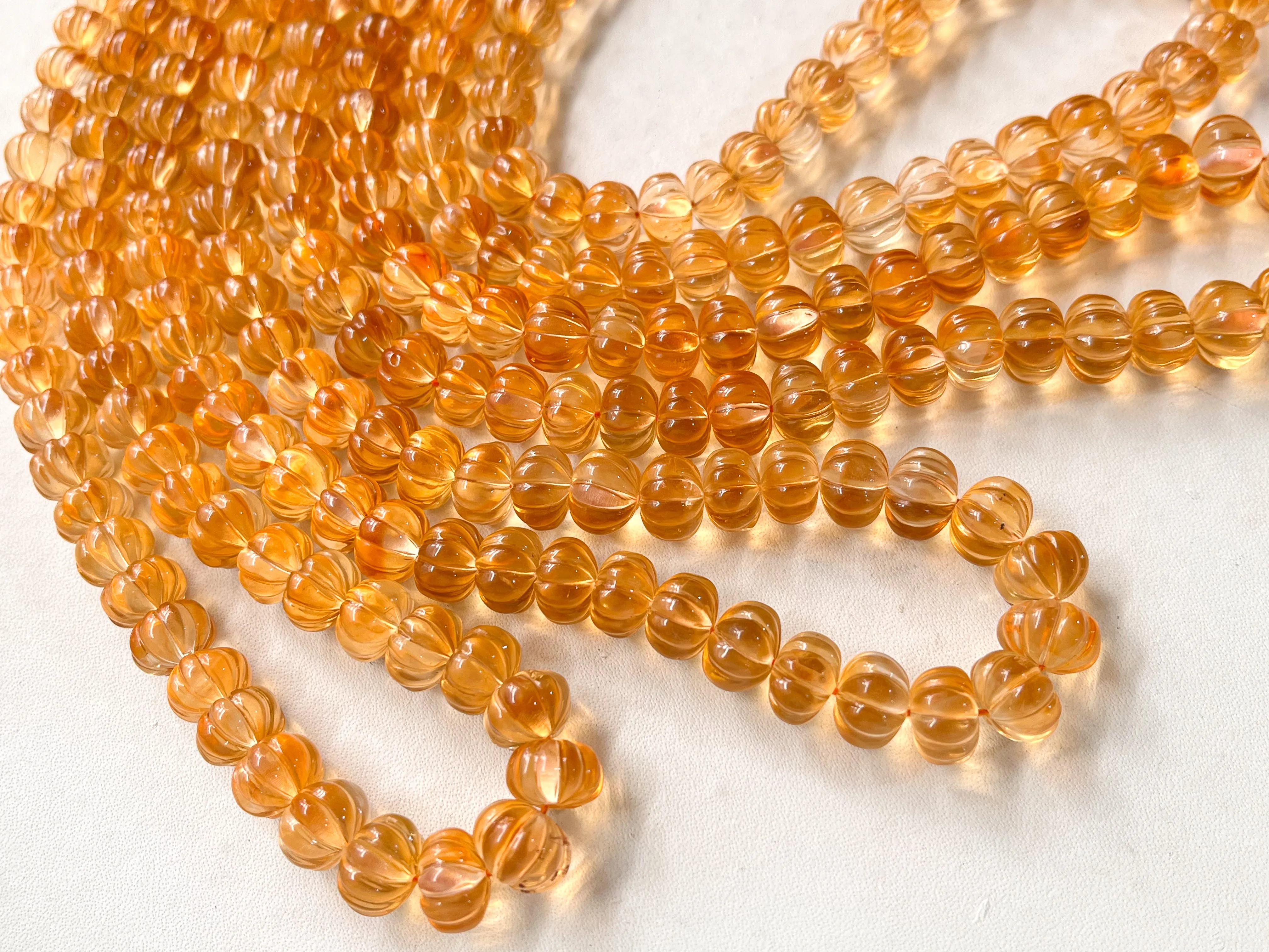 Natural Citrine Carved Pumpkin Beads