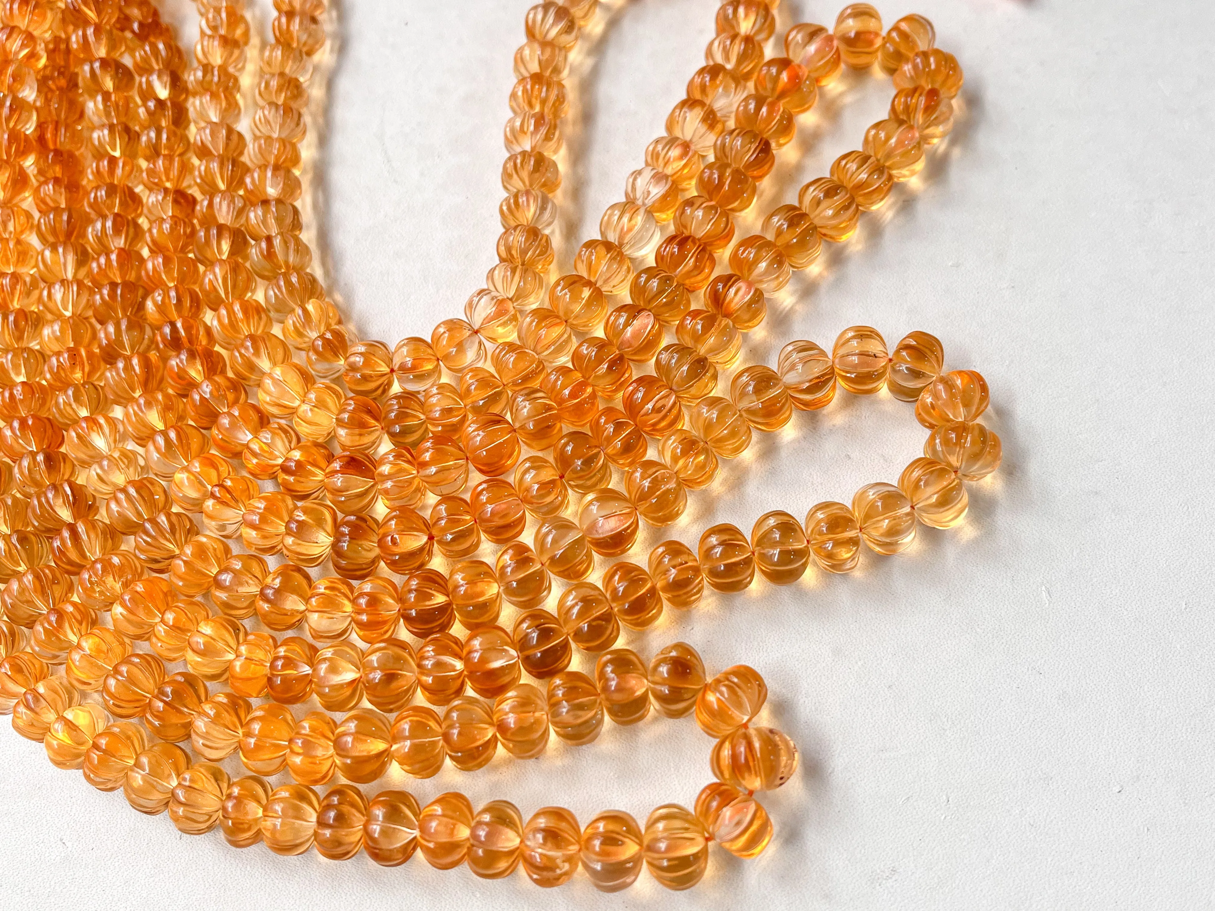 Natural Citrine Carved Pumpkin Beads