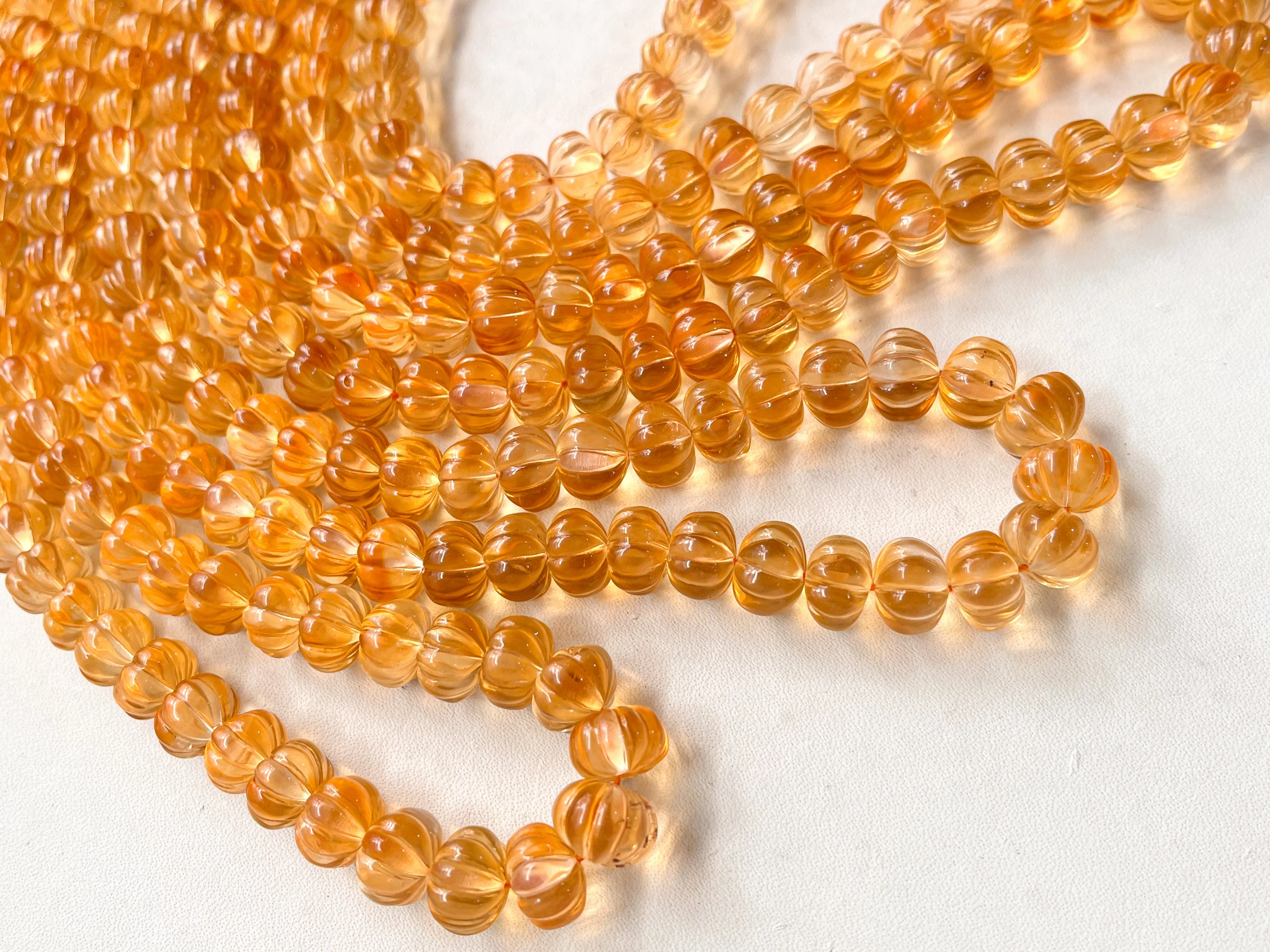 Natural Citrine Carved Pumpkin Beads