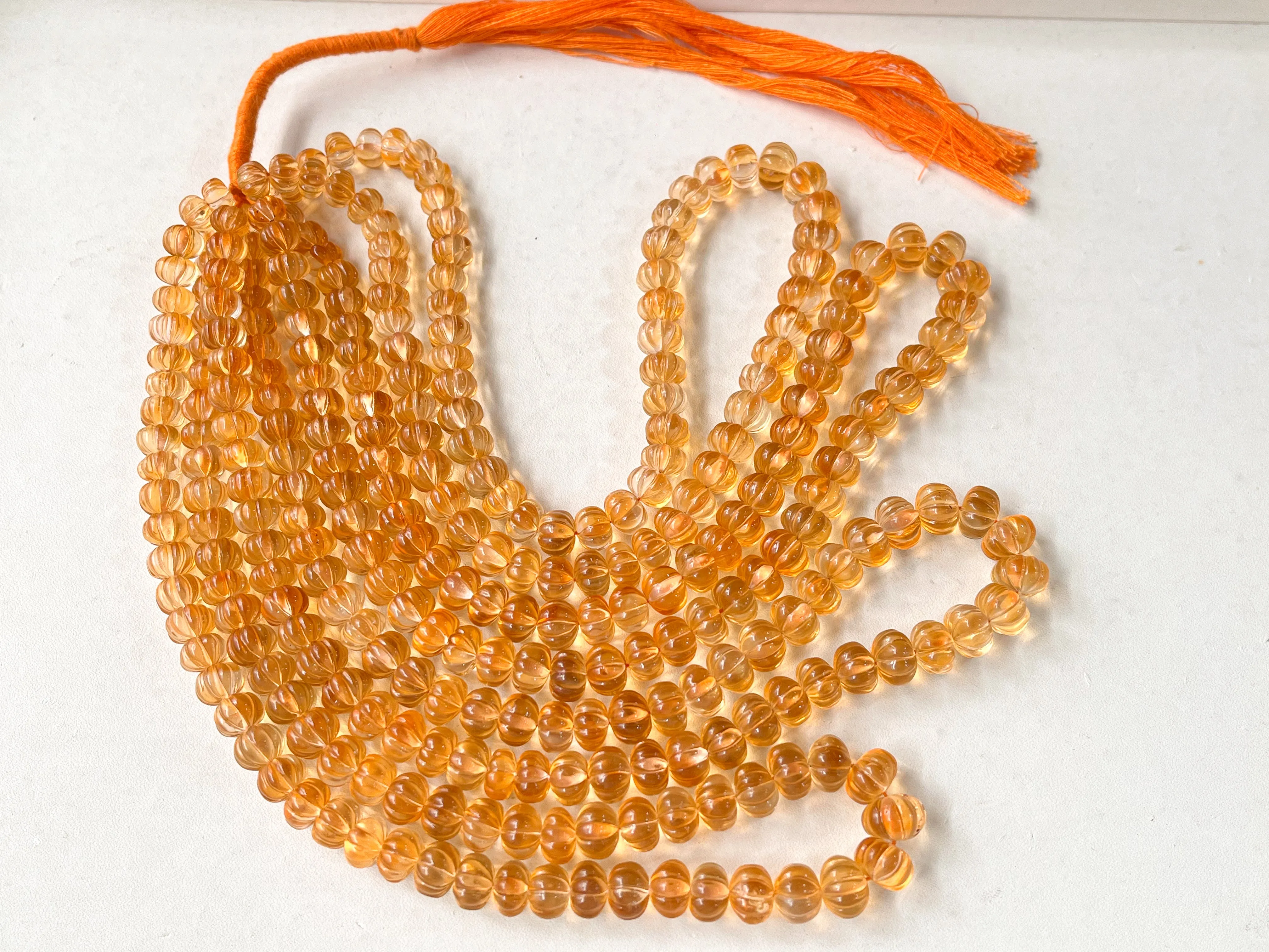 Natural Citrine Carved Pumpkin Beads