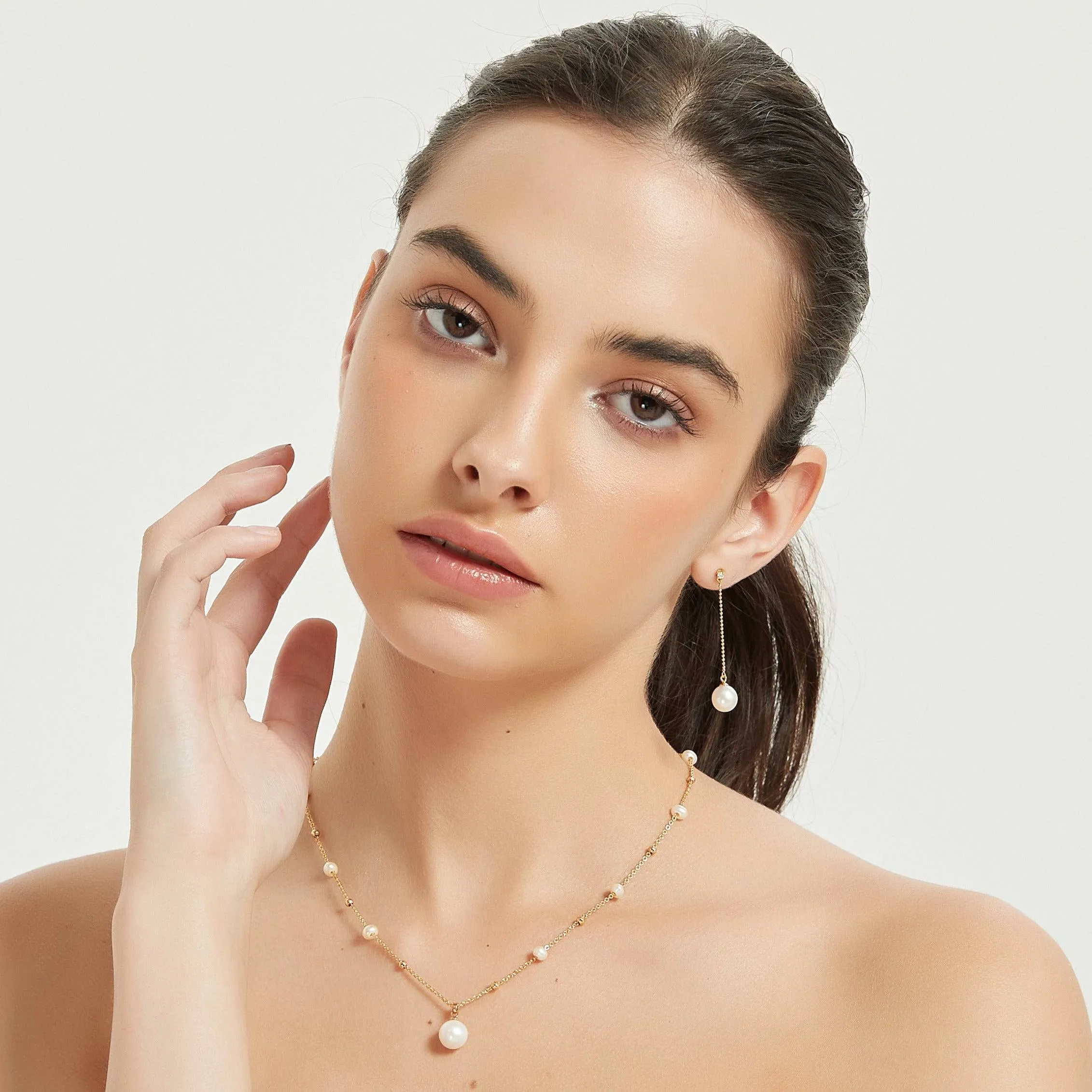 Natural Freshwater Pearl Long Earrings