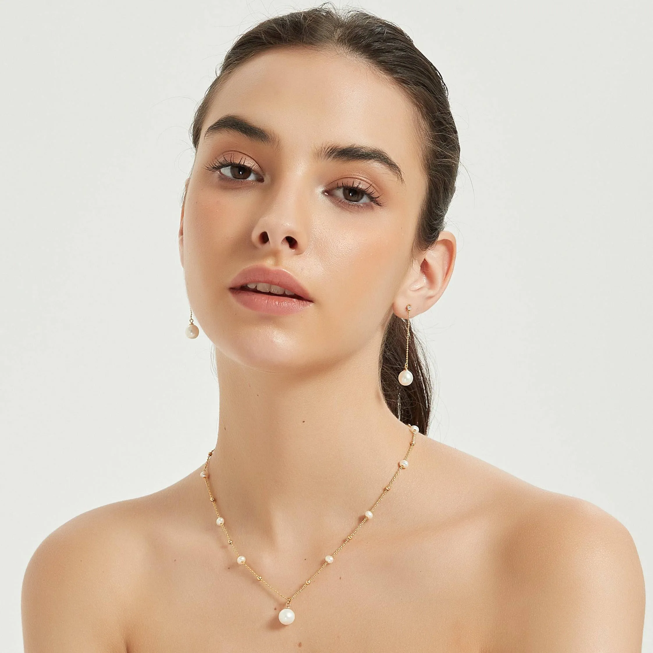 Natural Freshwater Pearl Long Earrings