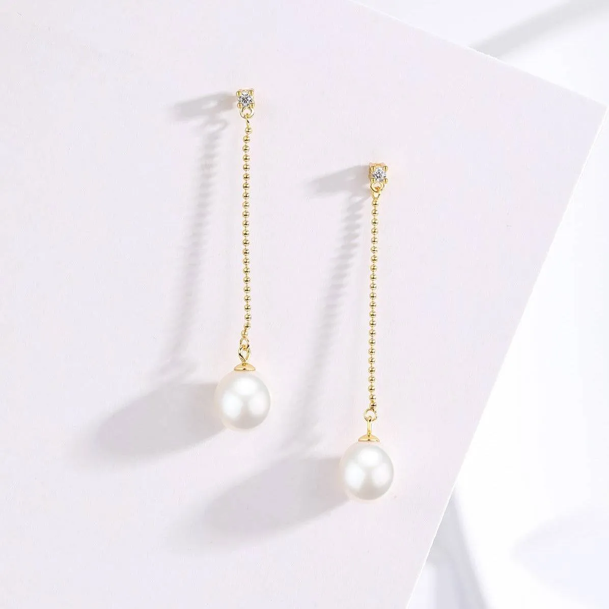 Natural Freshwater Pearl Long Earrings