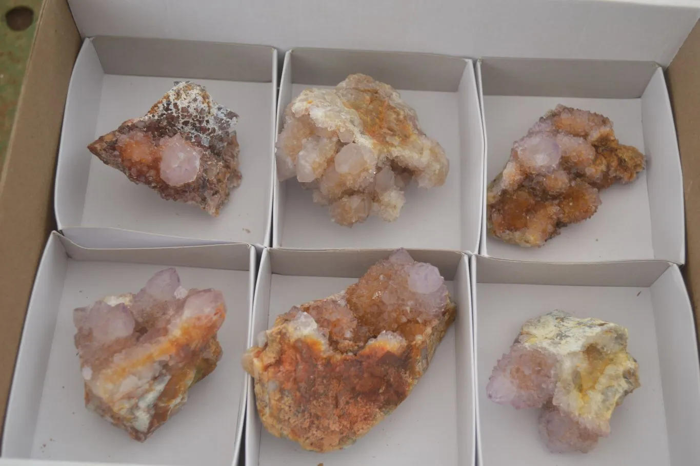 Natural Rare Spirit Ametrine Quartz Specimens x 6 From Boekenhouthoek, South Africa