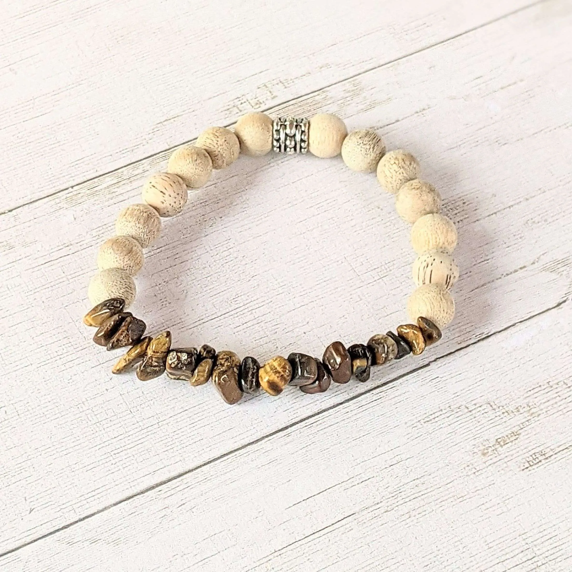 Natural Tiger Eye Gemstone Chip Diffuser Bracelet- Balance & Positivity Bracelet