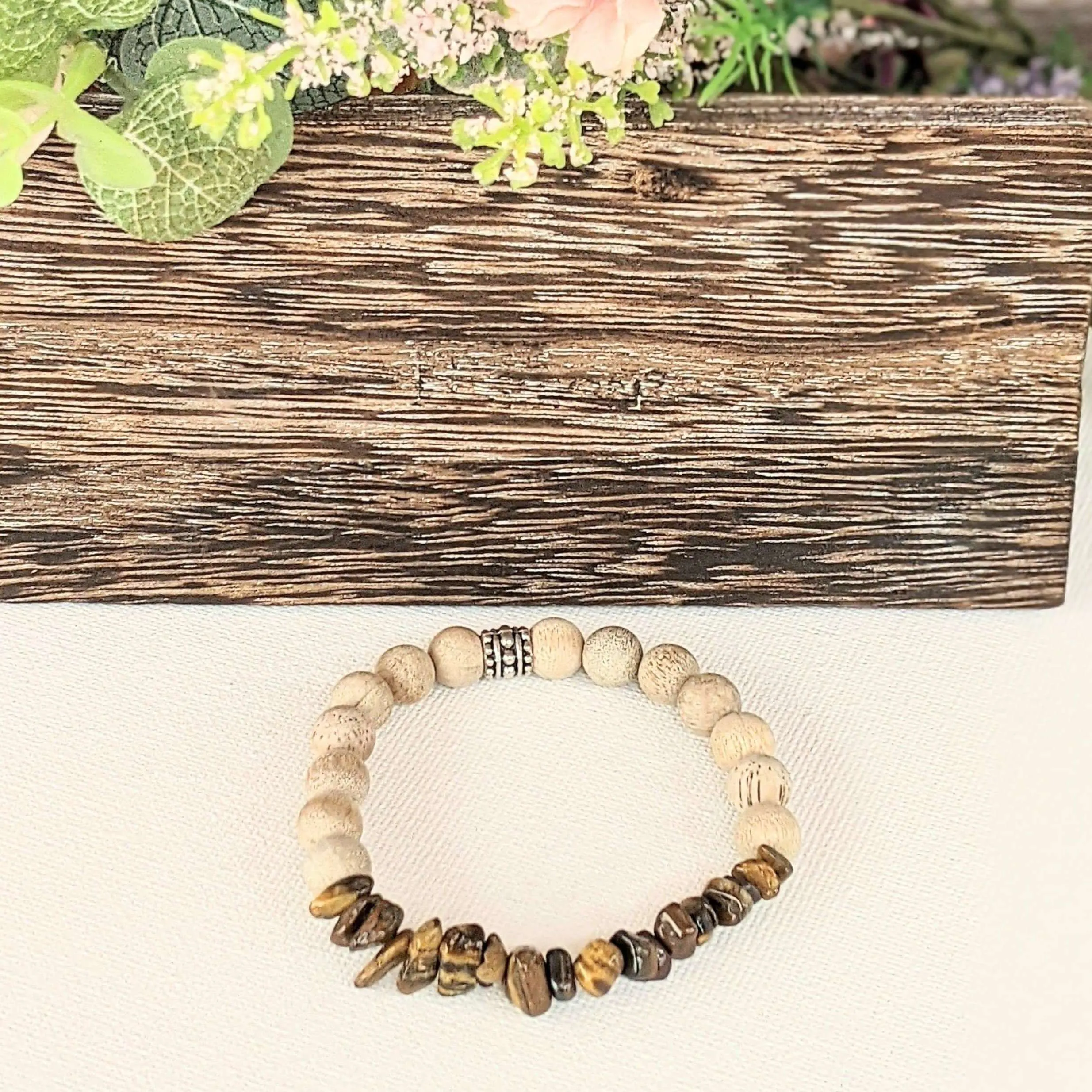 Natural Tiger Eye Gemstone Chip Diffuser Bracelet- Balance & Positivity Bracelet
