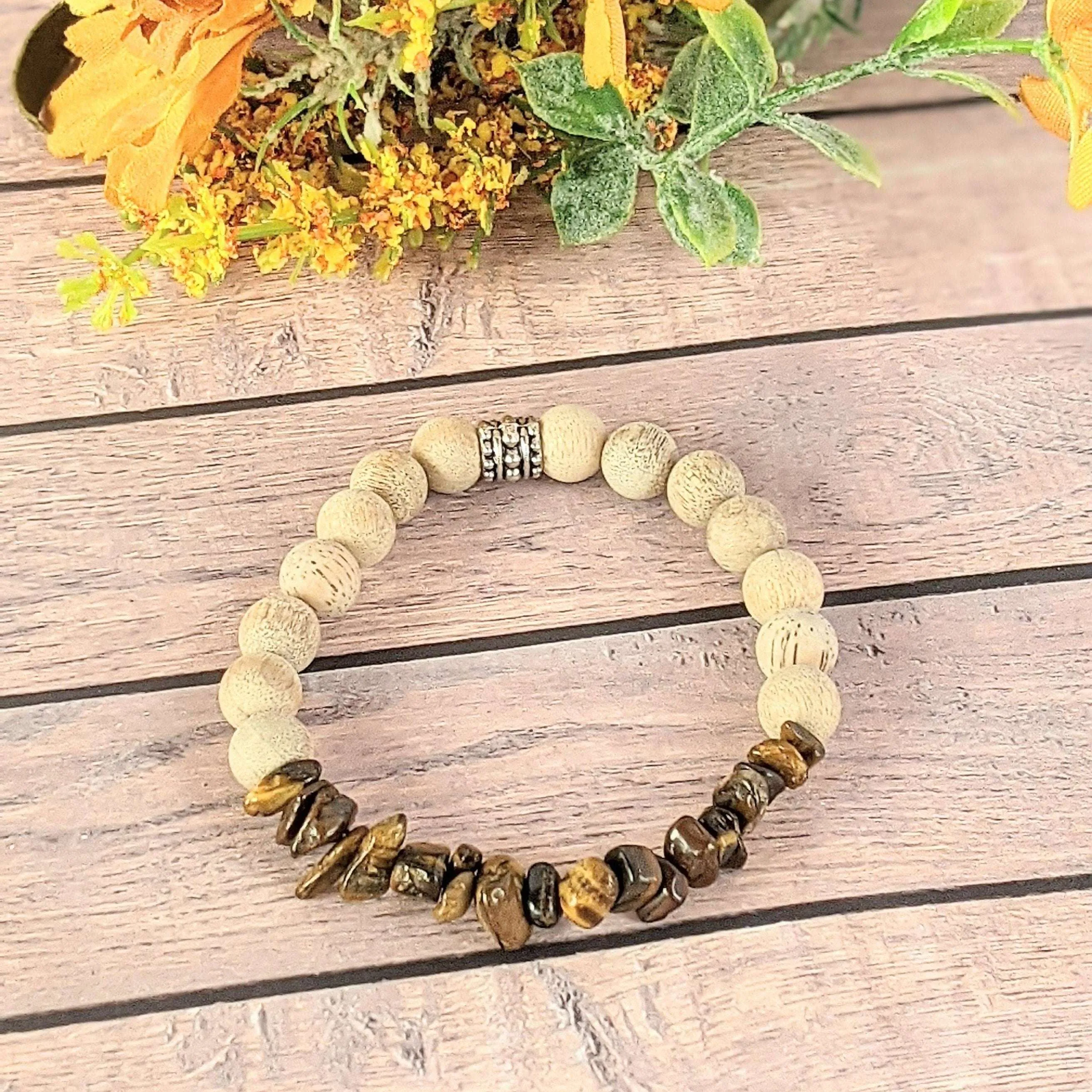 Natural Tiger Eye Gemstone Chip Diffuser Bracelet- Balance & Positivity Bracelet