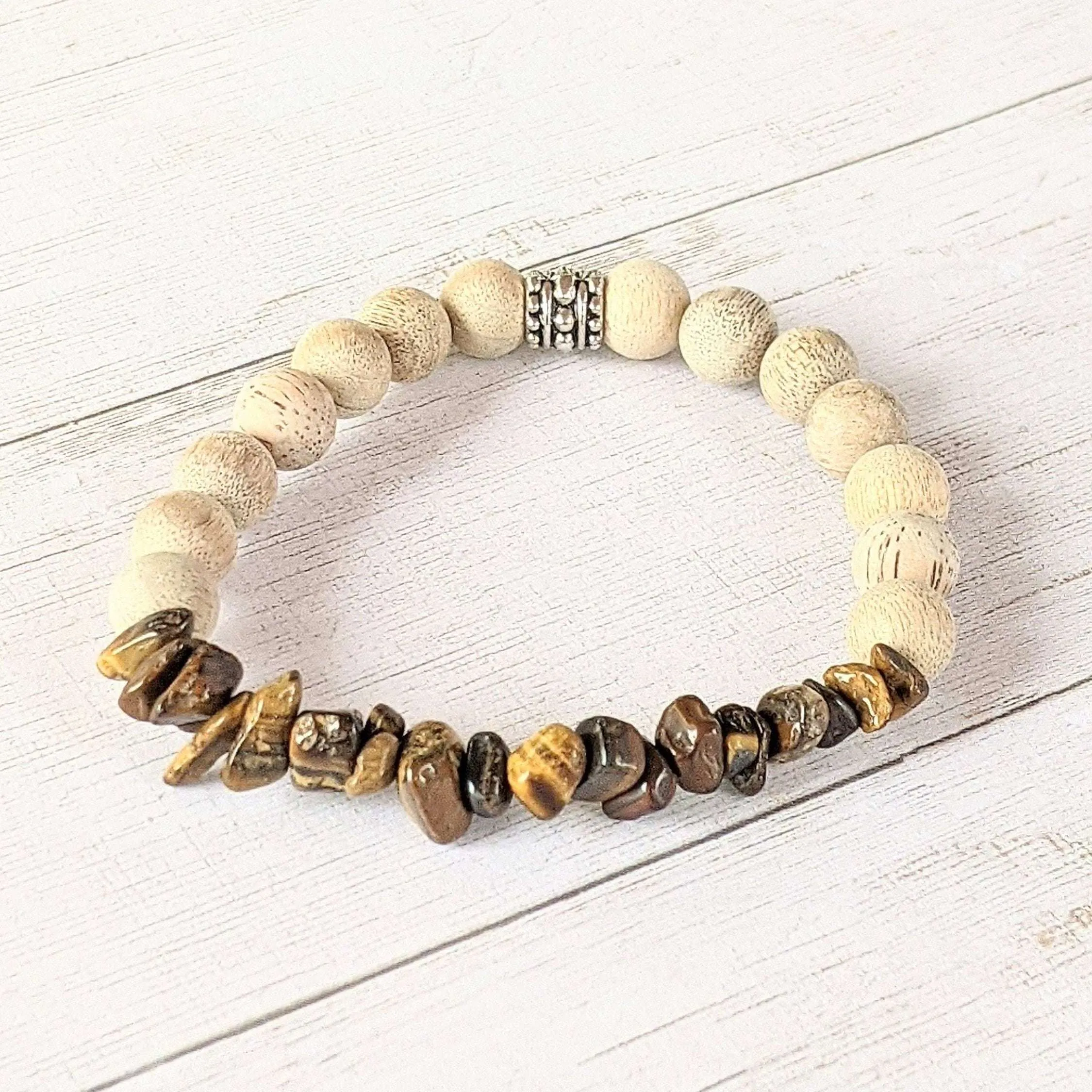 Natural Tiger Eye Gemstone Chip Diffuser Bracelet- Balance & Positivity Bracelet