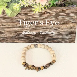 Natural Tiger Eye Gemstone Chip Diffuser Bracelet- Balance & Positivity Bracelet