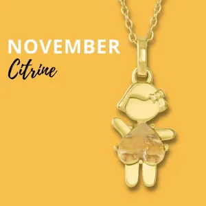NOVEMBER Birthstone Gold Girl Necklace in Citrine