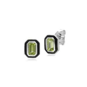Octagon Peridot Ohrstecker in Sterling Silber