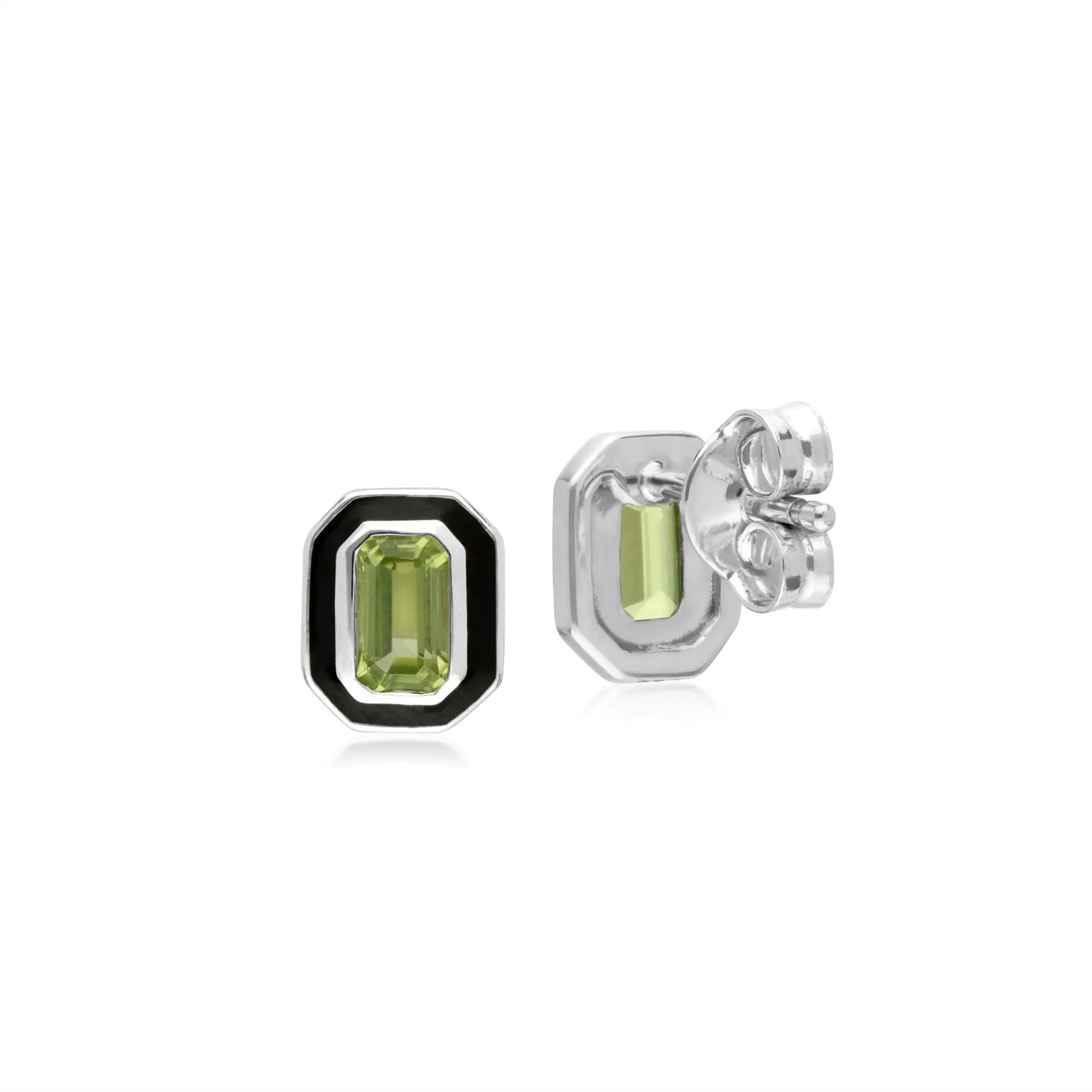 Octagon Peridot Ohrstecker in Sterling Silber