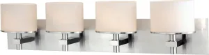 Ombra 4 Light Vanity In Chrome and White Opal Glass