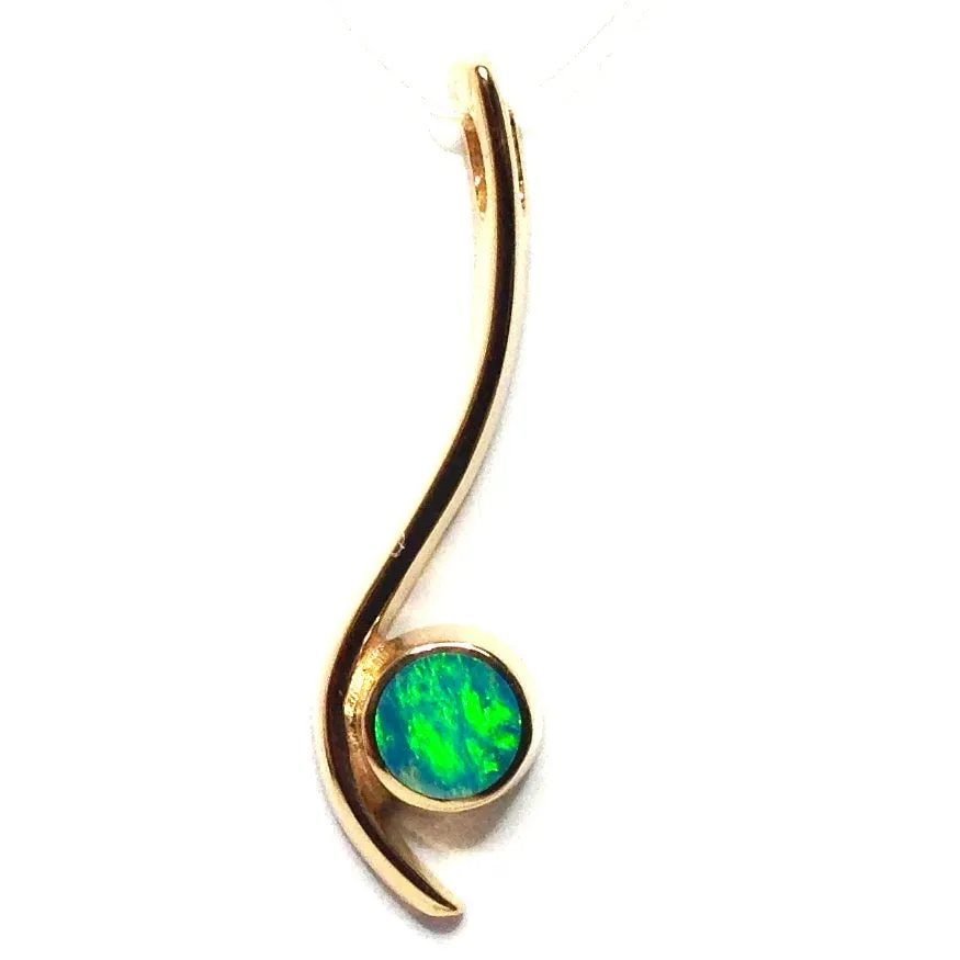 Opal Pendant Round Inlaid Curved Bar Design