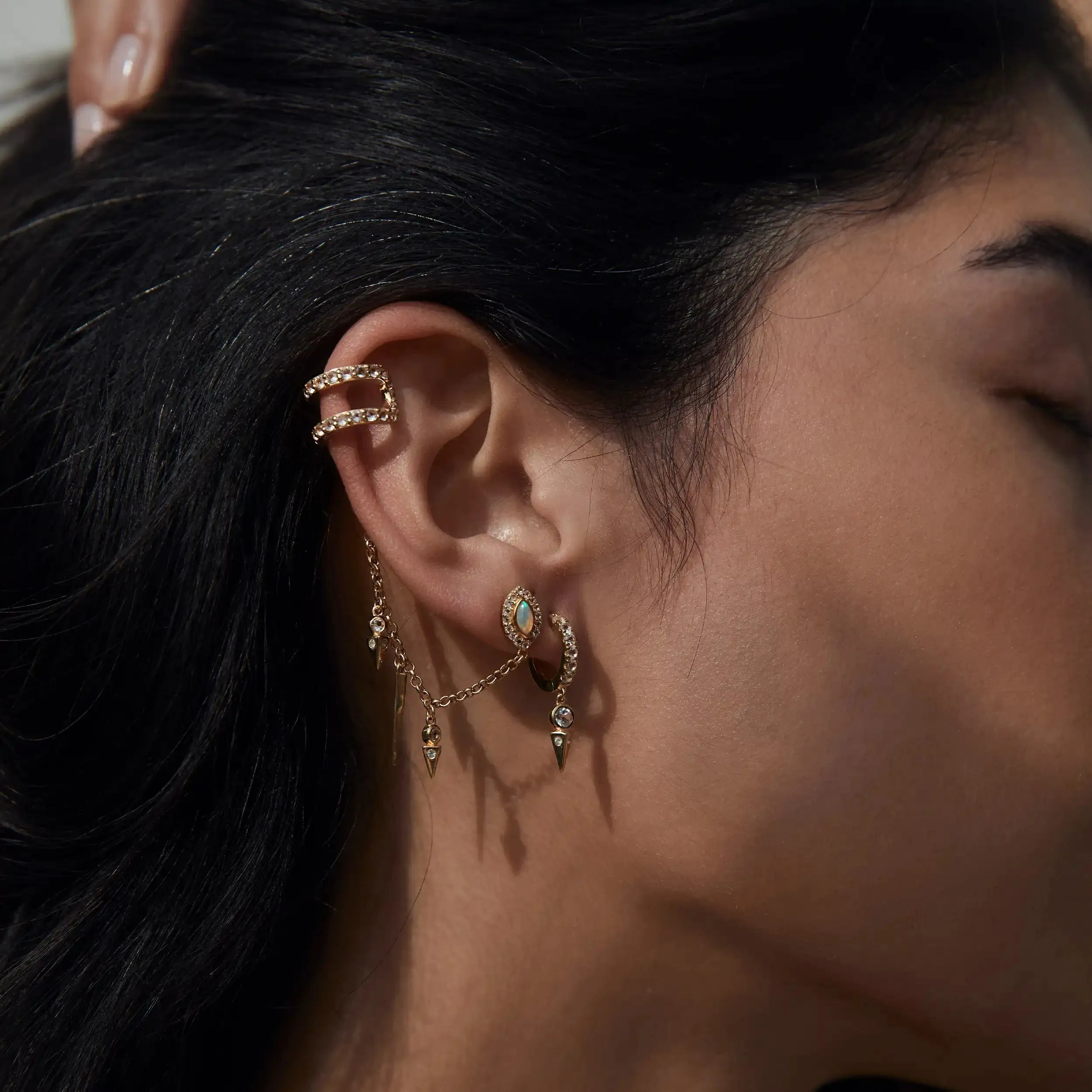 Opal Shimmering Ear Swag Set