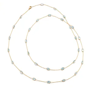 Oval Aquamarine Long Station Necklace