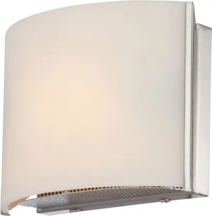 Pannelli Led 1 Light Vanity In Satin Nickel and Hand Moulded Opal White Glass
