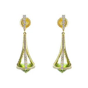 Pastel Diamond Chandelier Peridot Drop Earrings