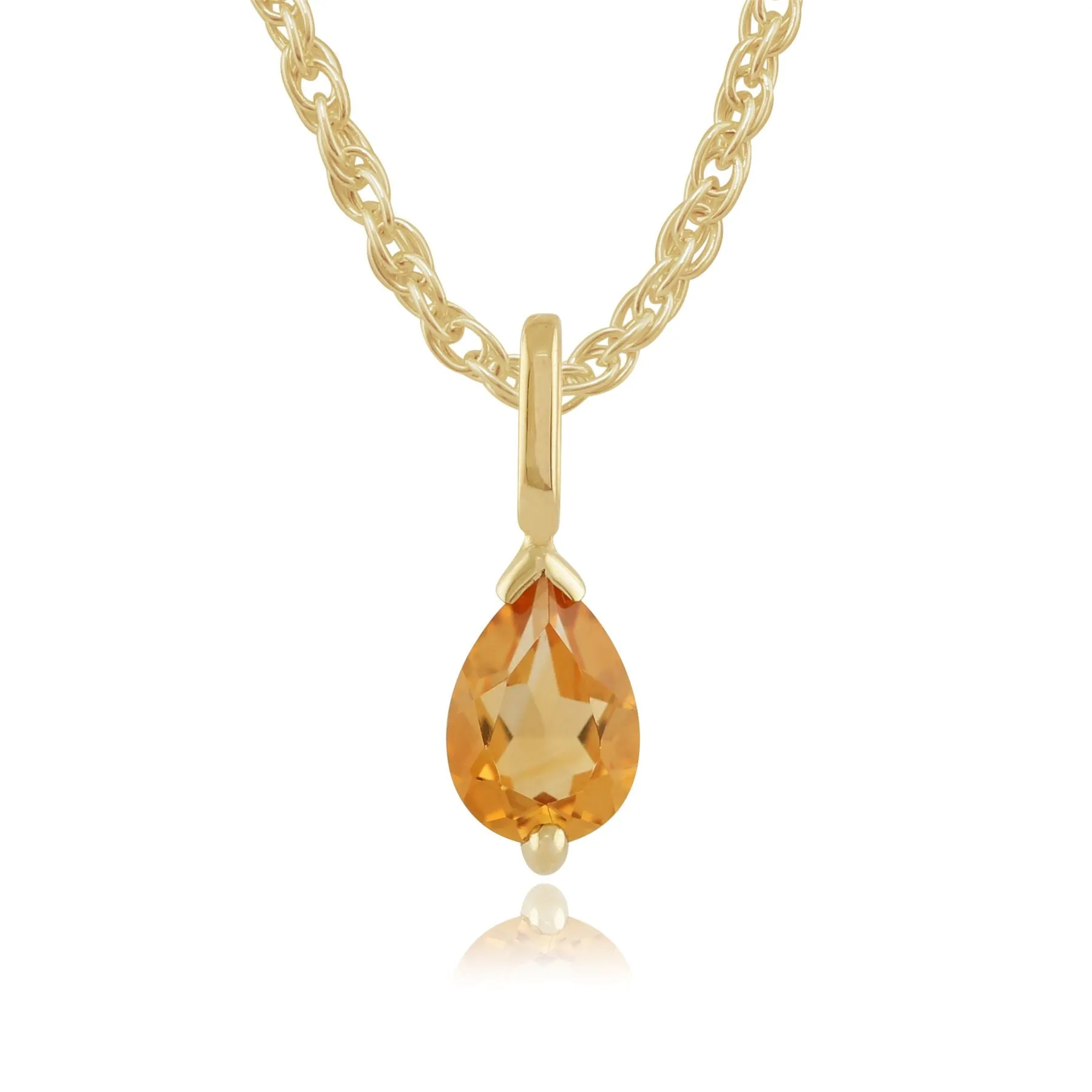 Pendentif Classique Or Jaune 375 Citrine Poire